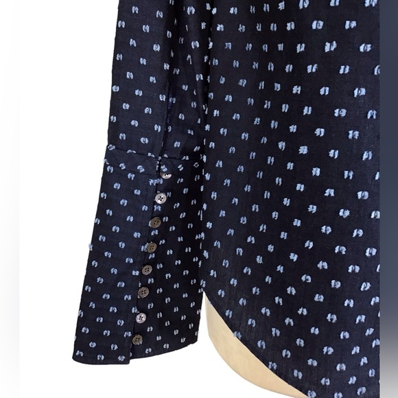 Derek Lam 10 Blue Clip Dot Off The Shoulder Top Size  4 NEW - Picture 7 of 9